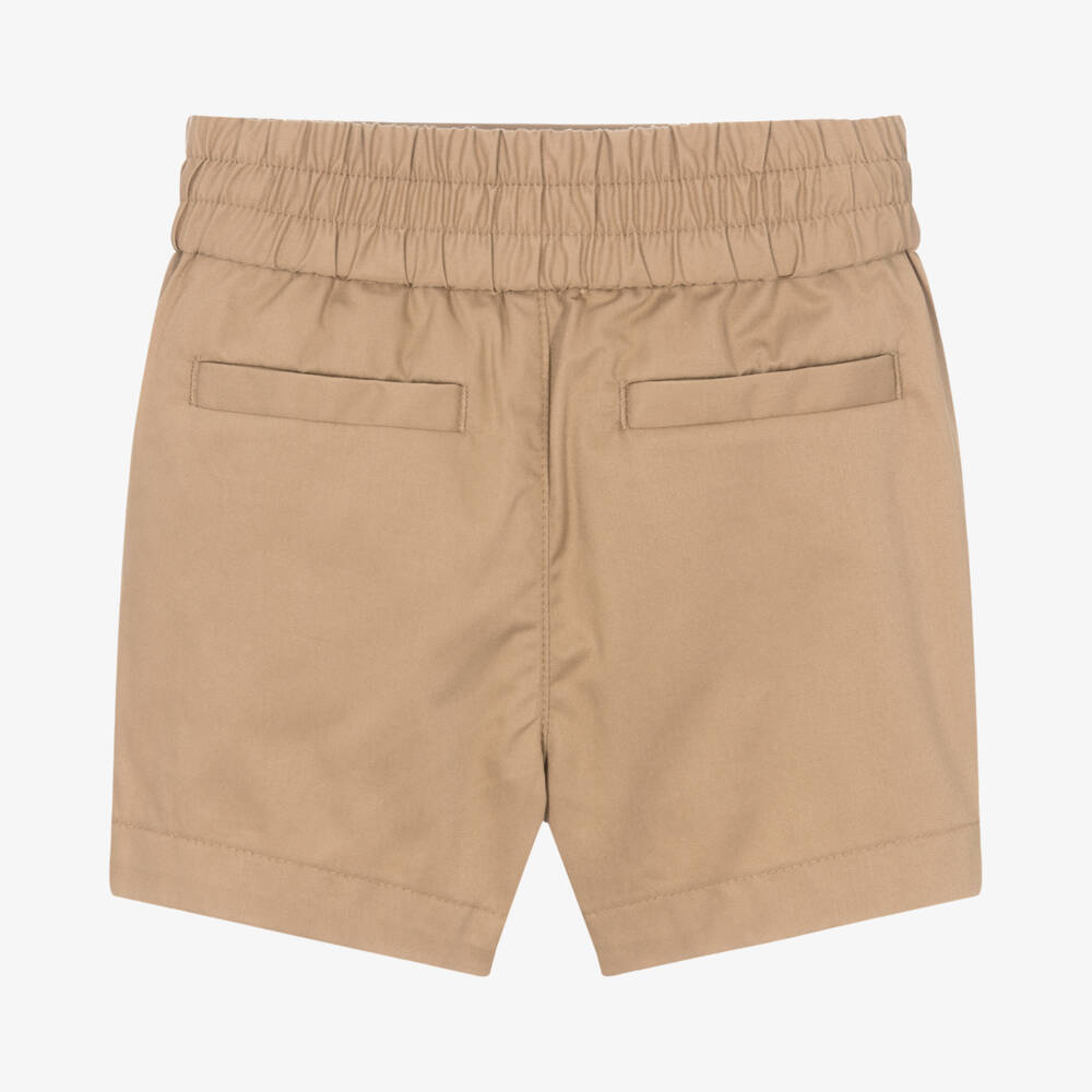 Burberry-Boys Soft Beige Cotton Twill Shorts | Childrensalon Outlet