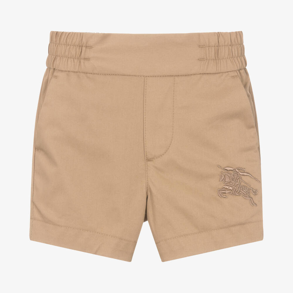 Burberry-Boys Soft Beige Cotton Twill Shorts | Childrensalon Outlet