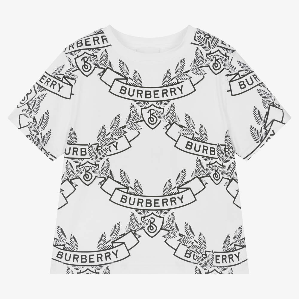 Burberry-Boys Soft Cotton Leaf Emblem Tee | Childrensalon Outlet