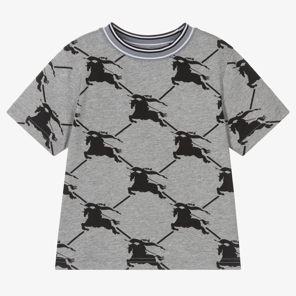 Burberry-Boys Soft Grey Knight Tee | Childrensalon Outlet