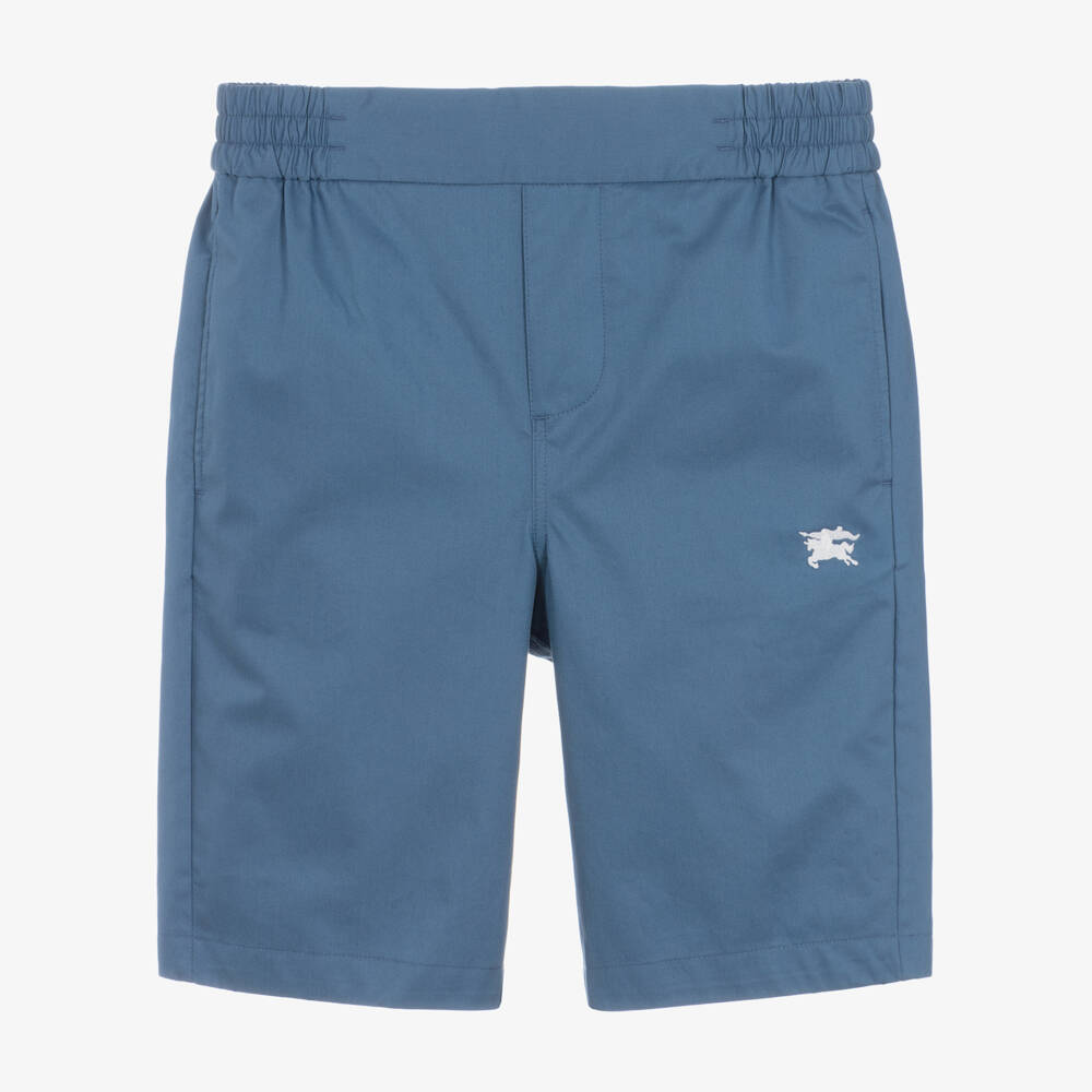 Burberry-Boys Steel Blue Cotton Shorts | Childrensalon Outlet