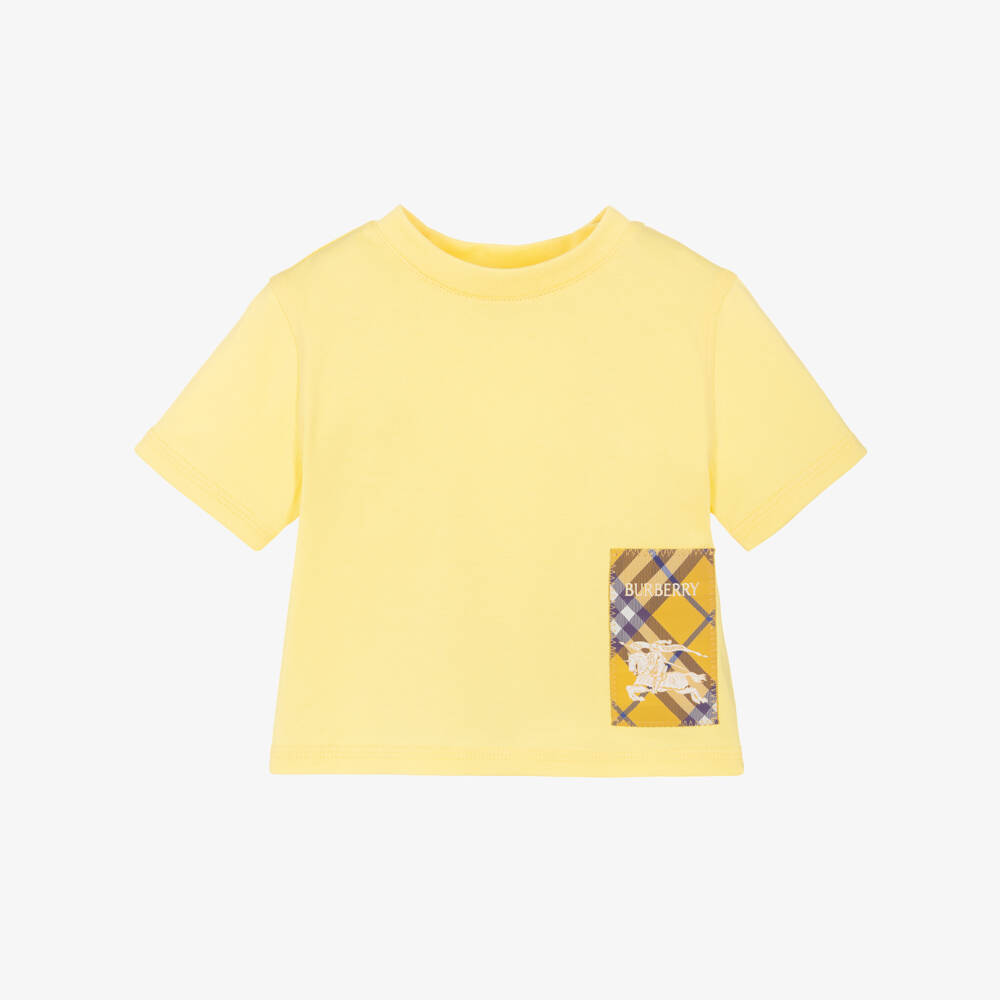 Burberry-تي شيرت قطني ناعم للأولاد بلون الشمس | Childrensalon Outlet