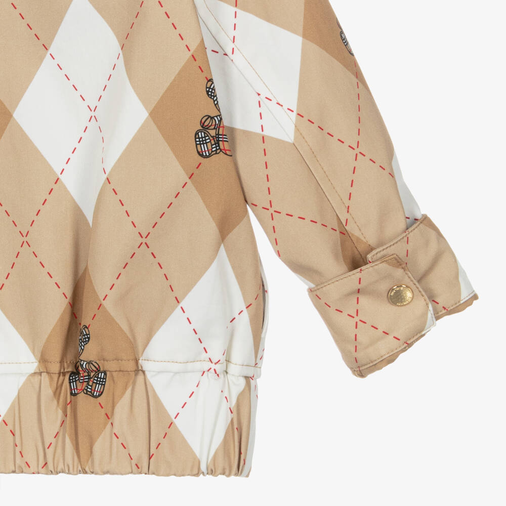 Burberry-Boys Taupe Cotton Checkered Coat | Childrensalon Outlet