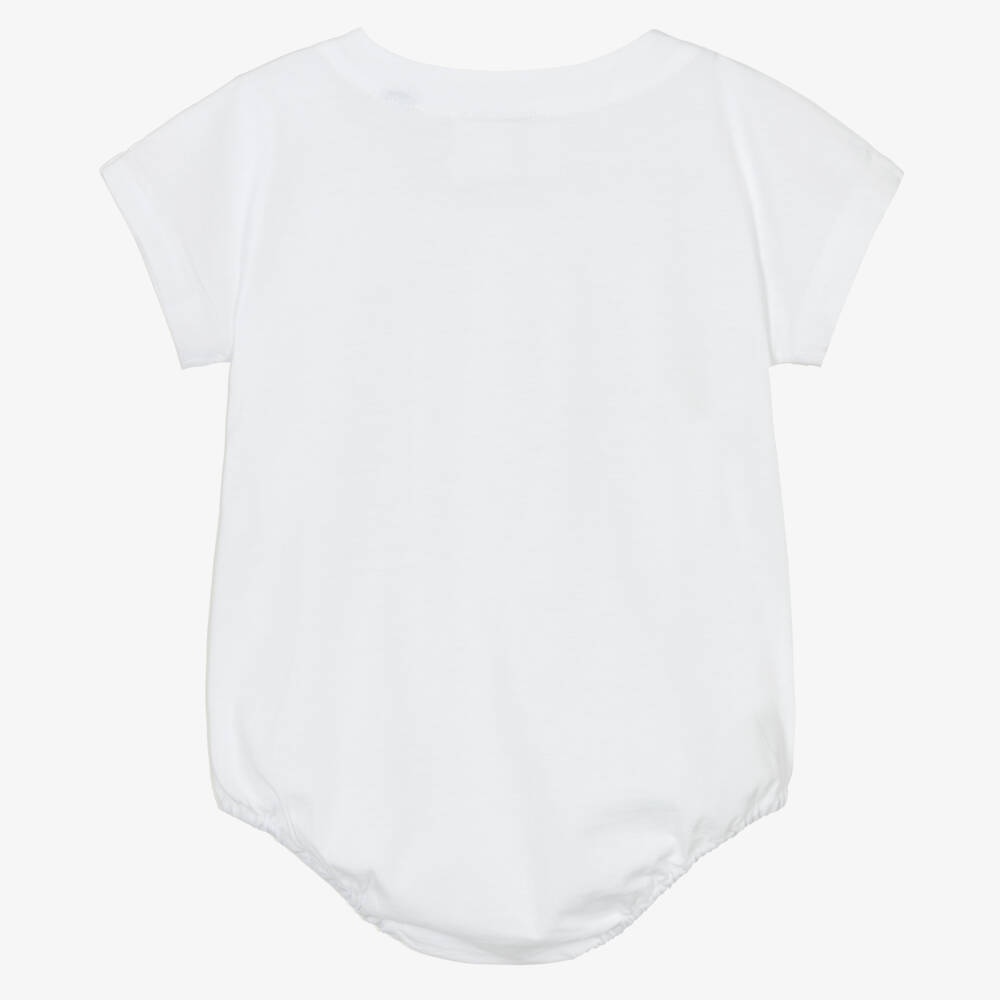 Burberry-Boys Teddy Print White Bodysuit | Childrensalon Outlet