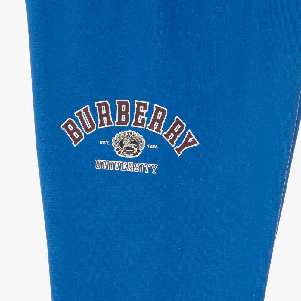 Burberry-Boys Varsity Blue Cotton Trousers | Childrensalon Outlet