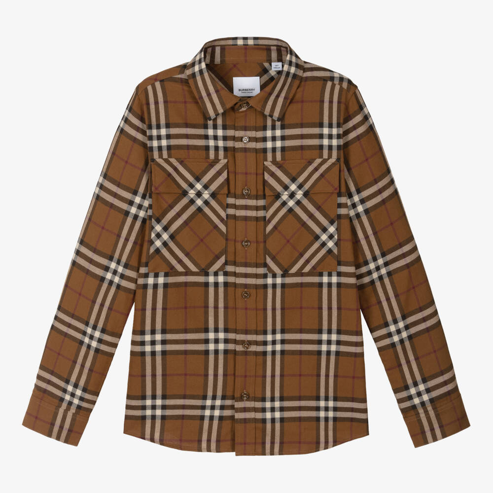 Burberry-Boys Vintage Brown Check Shirt | Childrensalon Outlet