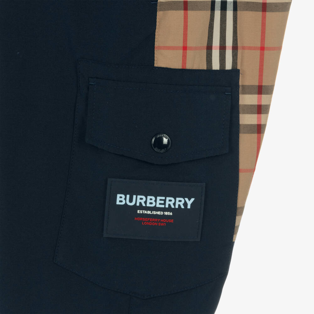 Burberry-Boys Vintage Plaid Navy Shorts | Childrensalon Outlet
