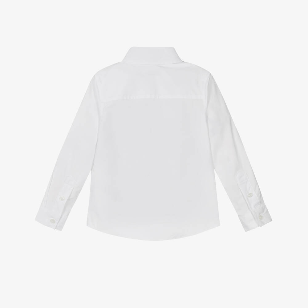 Burberry-Boys White Cotton EKD Logo Shirt | Childrensalon Outlet