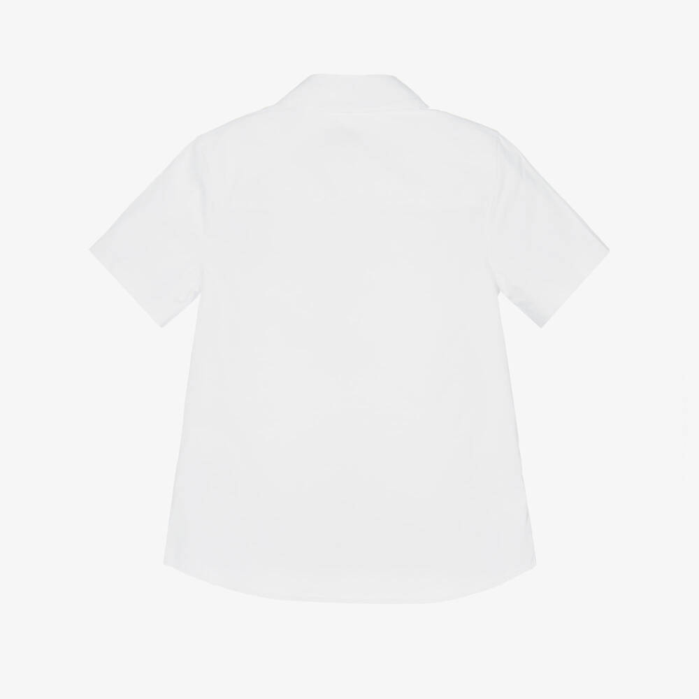 Burberry-Boys White Cotton Short Sleeve Shirt with EKD Logo | Childrensalon Outlet