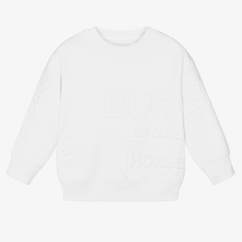 Burberry - Boys White Cotton Sweatshirt | Childrensalon