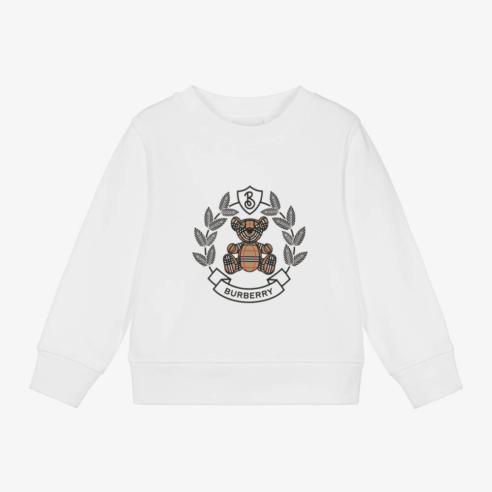 Burberry-Boys White Crest Bear Sweater | Childrensalon Outlet