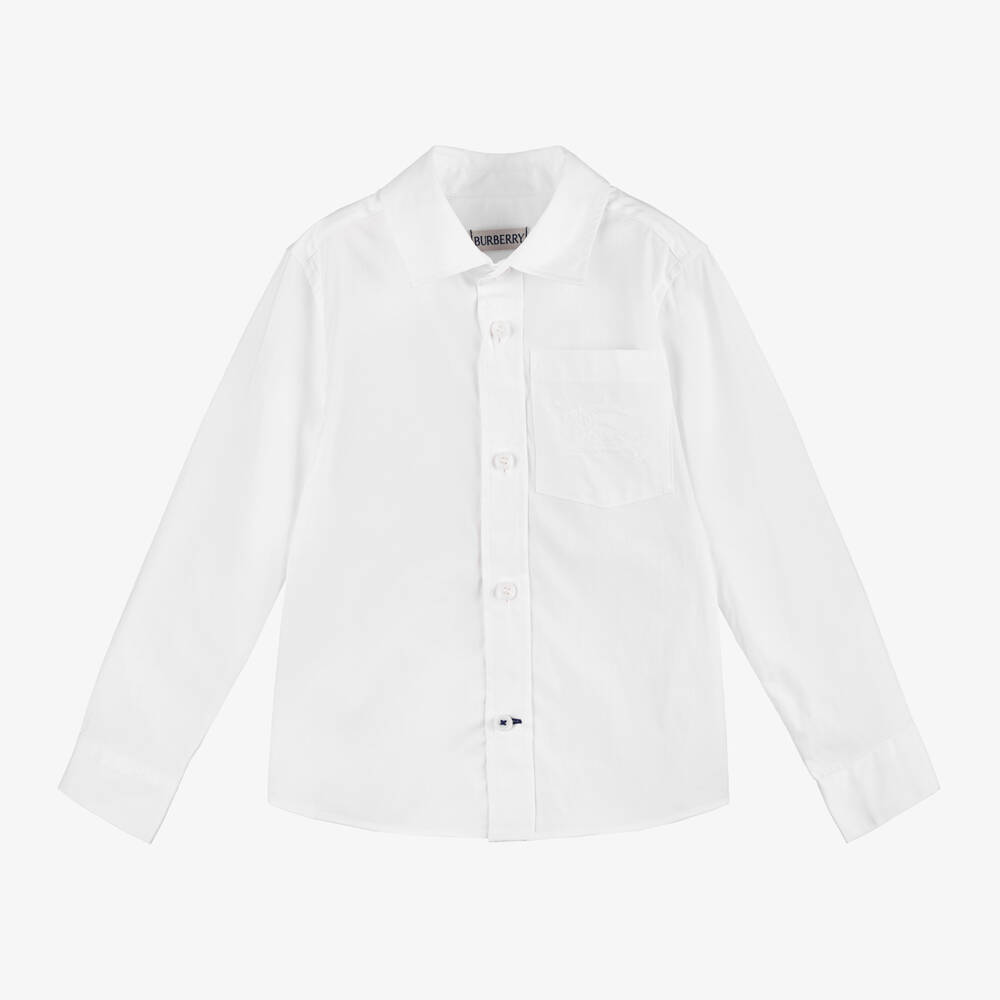 Burberry-Boys White EKD Cotton Shirt | Childrensalon Outlet