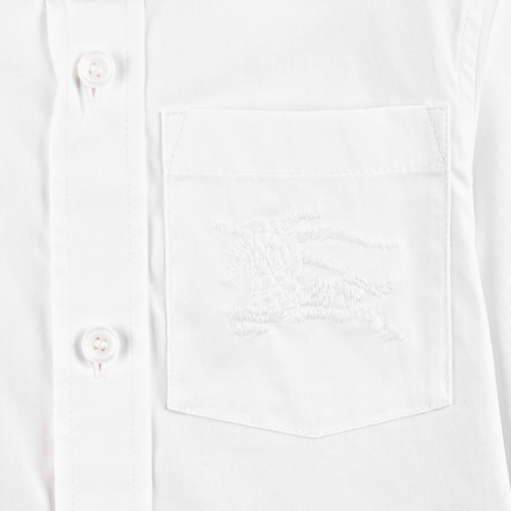 Burberry-Boys White EKD Cotton Shirt | Childrensalon Outlet