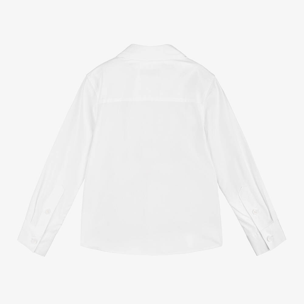 Burberry-Boys White EKD Cotton Shirt | Childrensalon Outlet