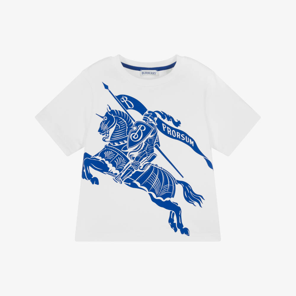 Burberry-Boys White EKD T-Shirt | Childrensalon Outlet