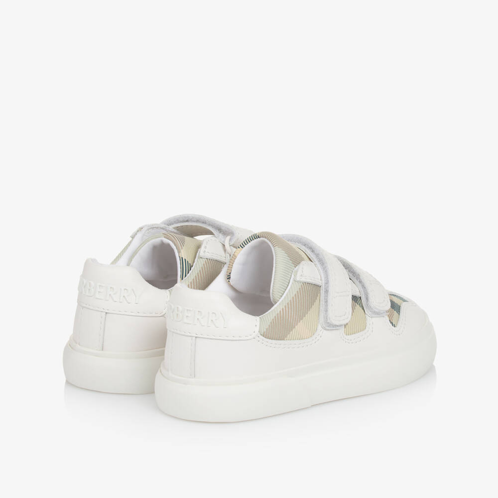 Burberry-Boys White & Green Check Sneakers | Childrensalon Outlet