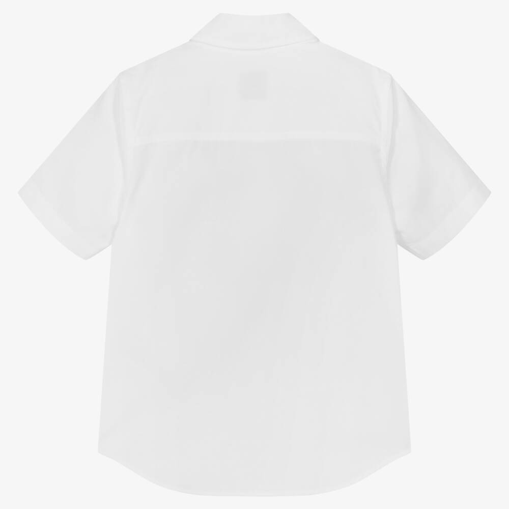 Burberry-Boys White Leaf Crest Cotton Shirt | Childrensalon Outlet
