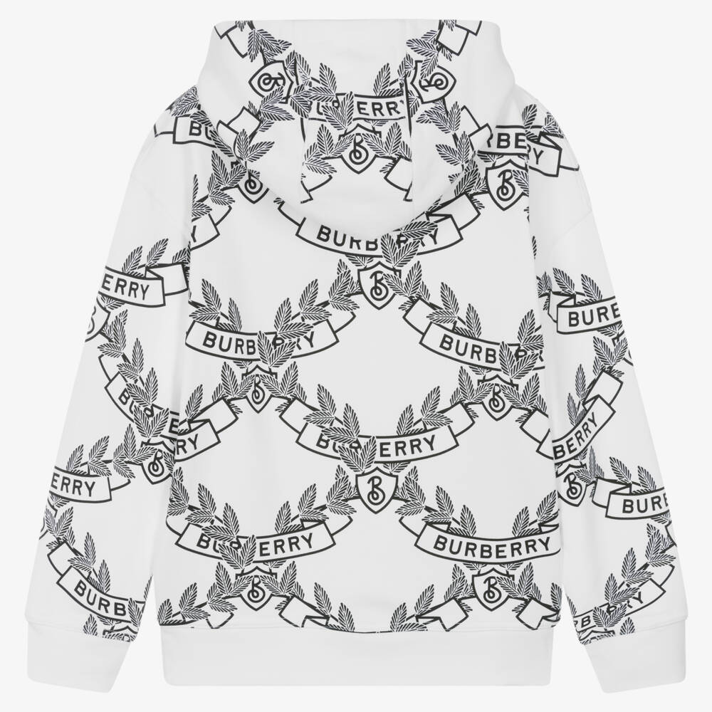 Burberry-Boys White Oak Crest Hoodie | Childrensalon Outlet
