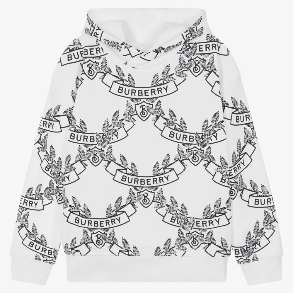 Burberry-Белый худи с дубовым гербом для мальчиков | Childrensalon Outlet