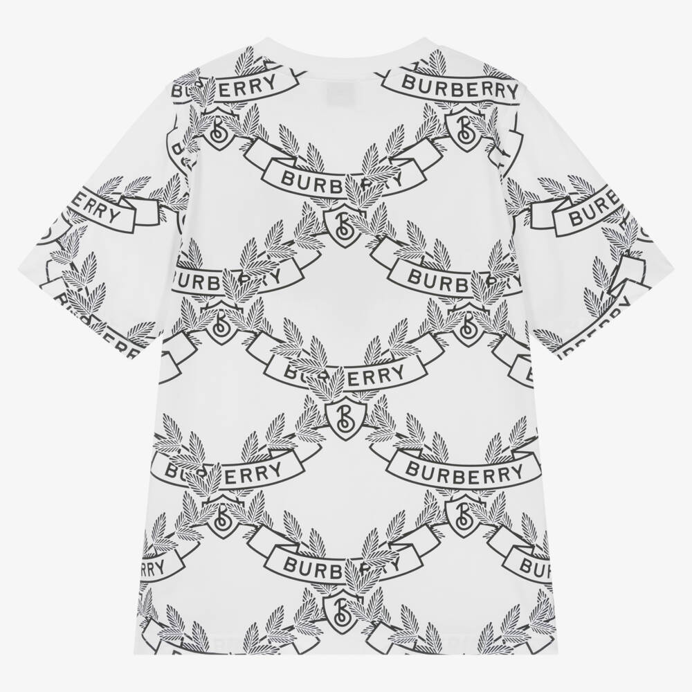 Burberry-Boys White Oak Leaf Logo Tee | Childrensalon Outlet