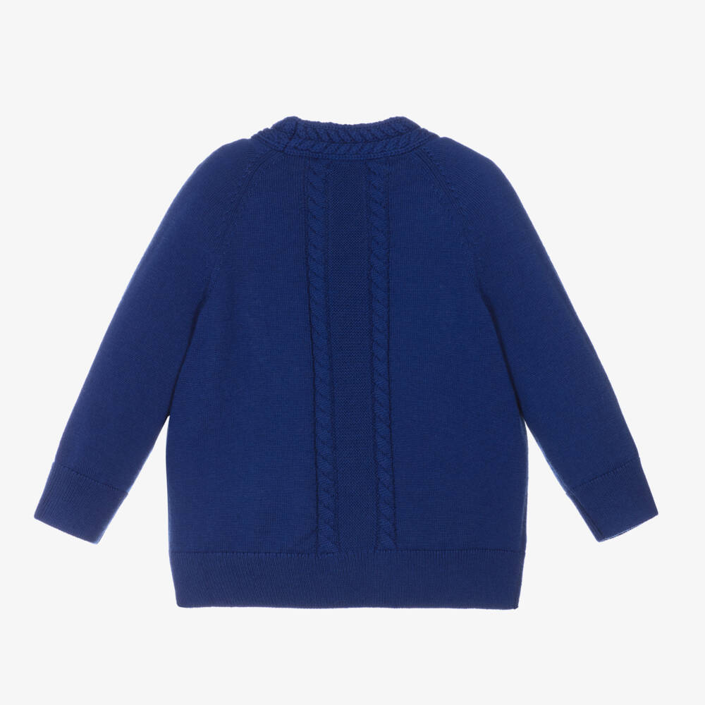 Burberry-Boys Wool Knit Blue Cardigan | Childrensalon Outlet