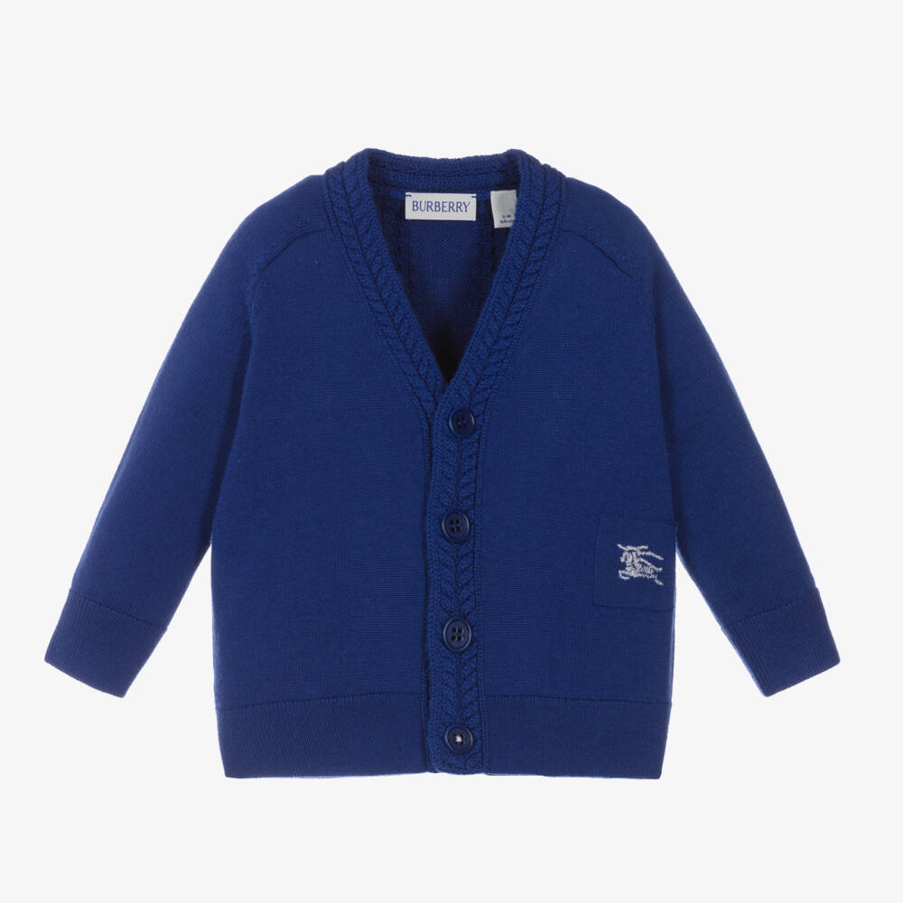 Burberry-Boys Wool Knit Blue Cardigan | Childrensalon Outlet