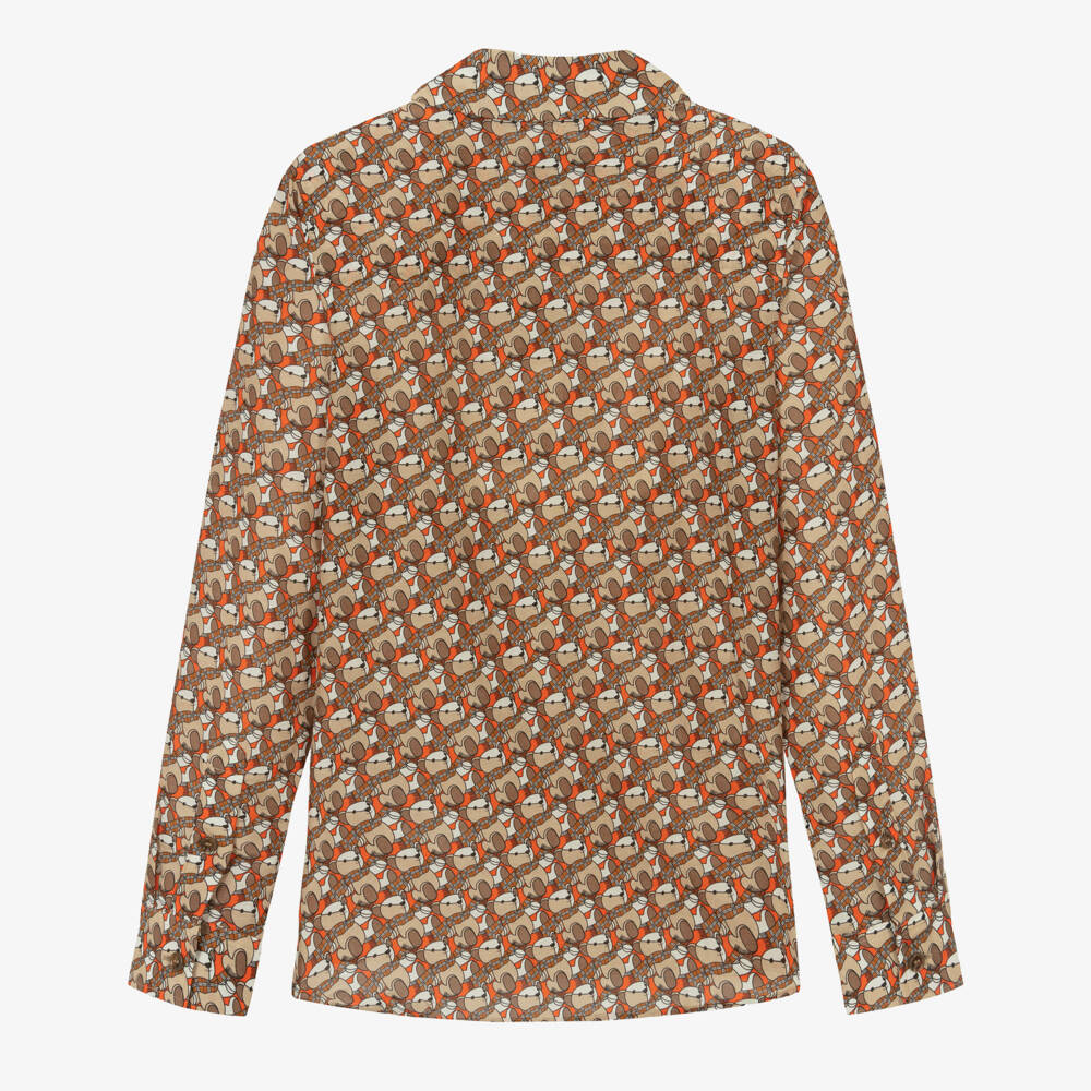Burberry-Boys Woven Beige Silk-Cotton Shirt | Childrensalon Outlet