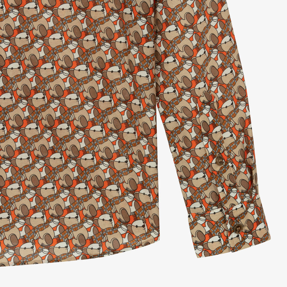 Burberry-Boys Woven Beige Silk-Cotton Shirt | Childrensalon Outlet