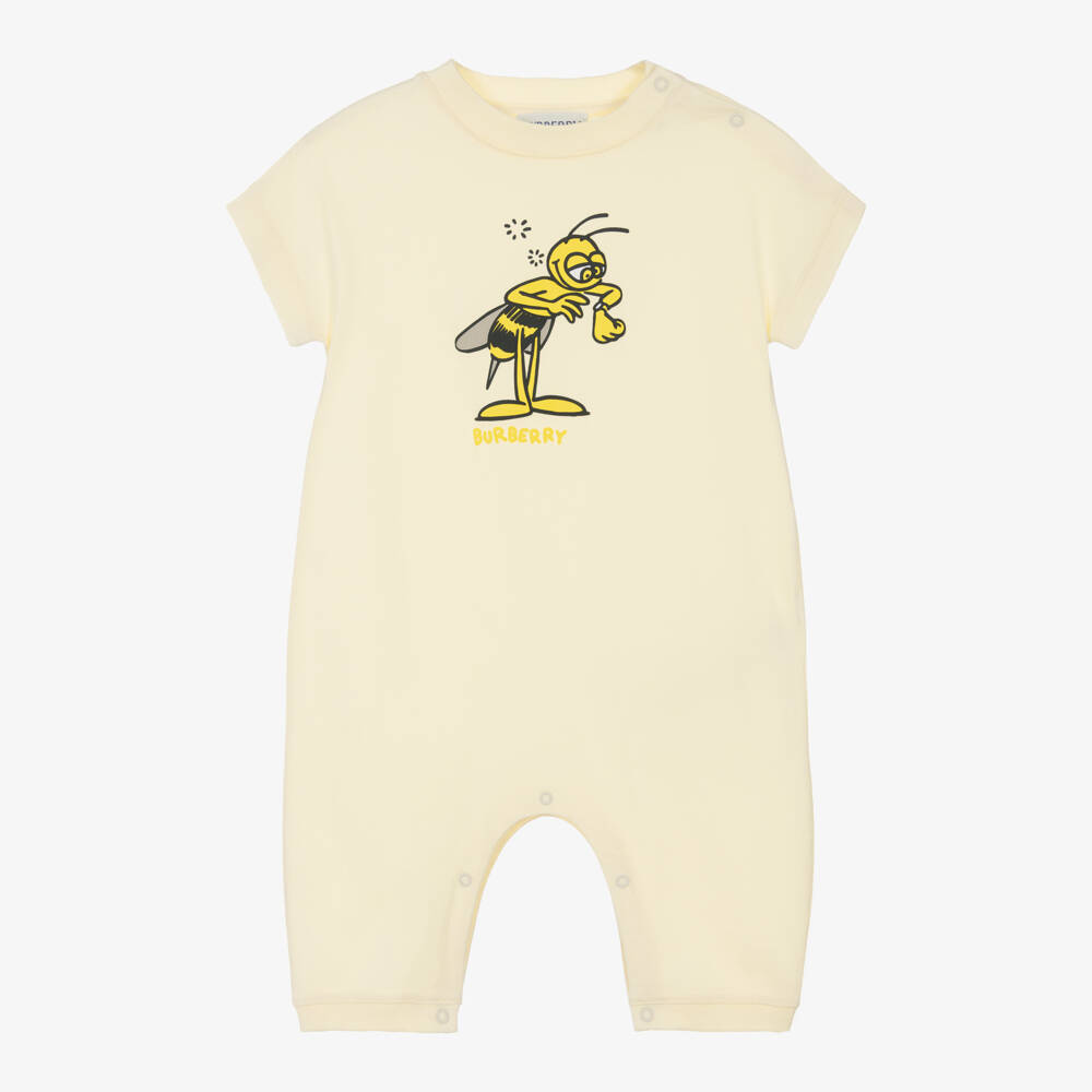 Burberry-Boys Yellow Bee Cotton Romper | Childrensalon Outlet