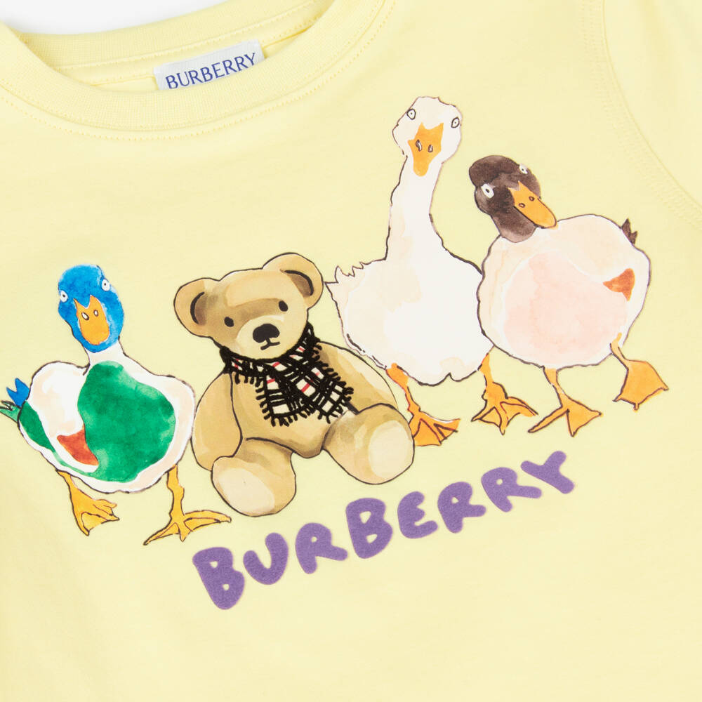 Burberry-Boys Yellow Cotton Thomas Bear & Friends T-Shirt | Childrensalon Outlet