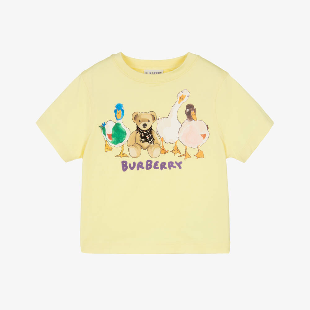 Burberry-Boys Yellow Cotton Thomas Bear & Friends T-Shirt | Childrensalon Outlet