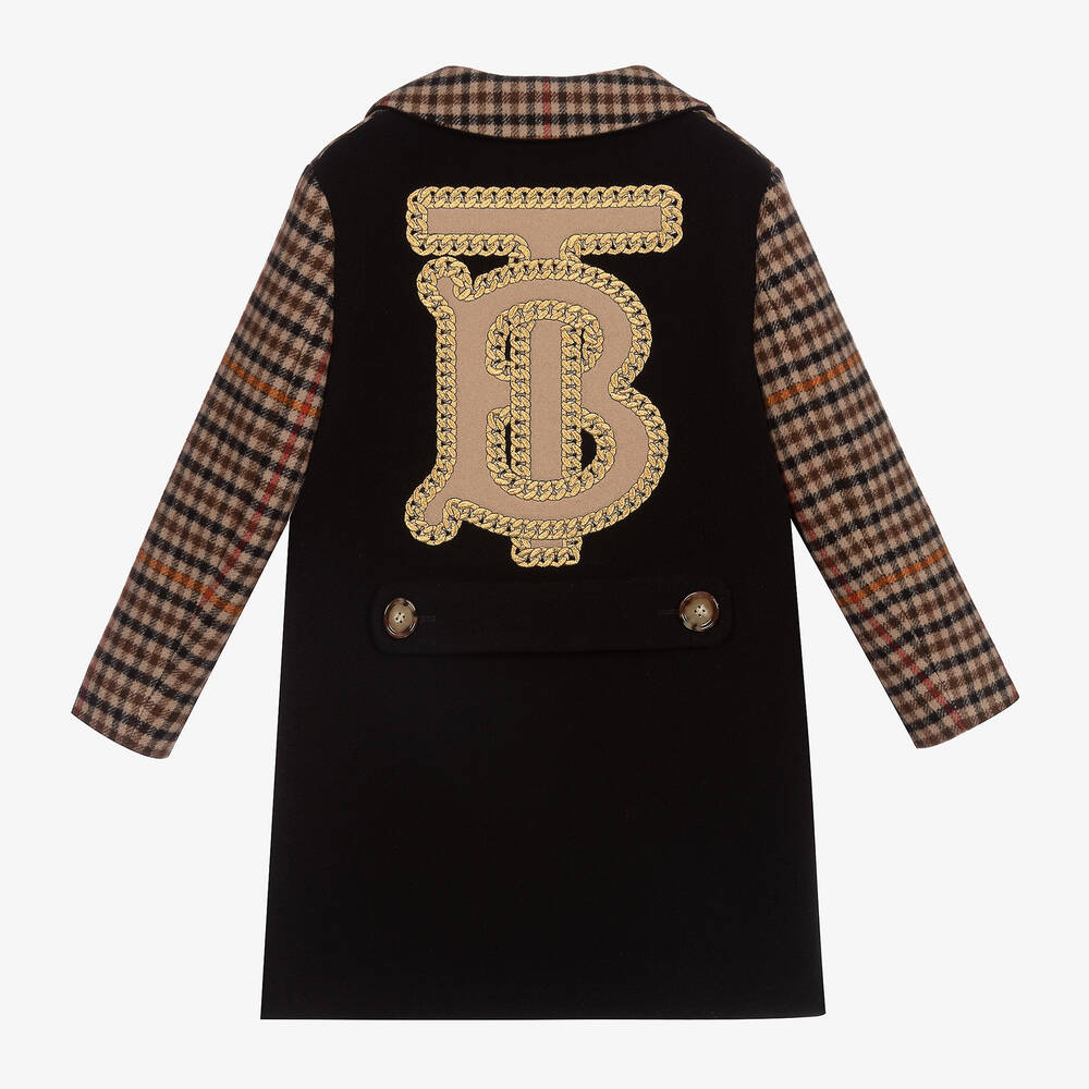Burberry-Коричневое шерстяное пальто в клетку | Childrensalon Outlet
