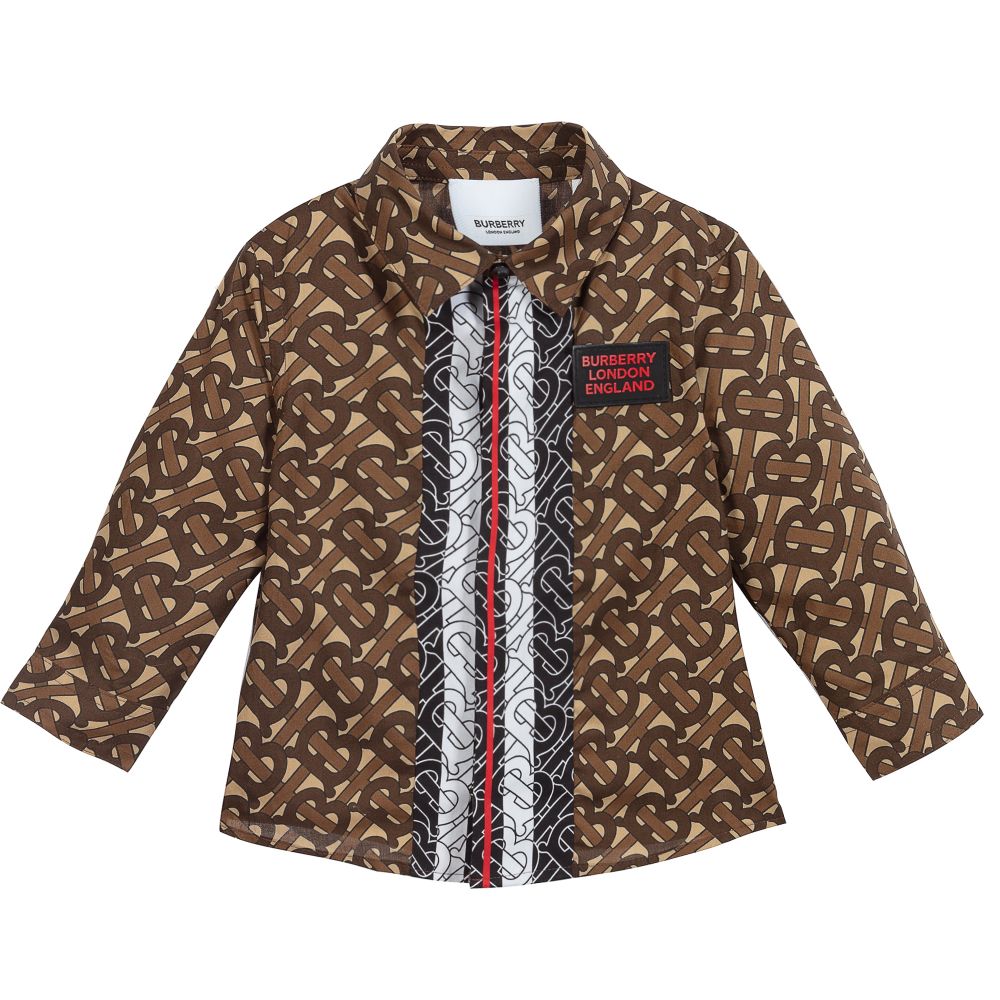 Burberry Chemise marron en coton B b Childrensalon Outlet