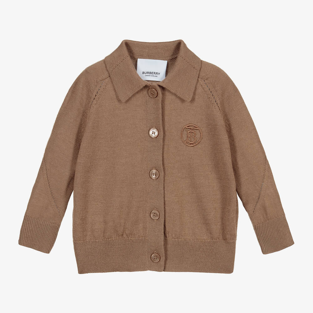 Burberry - Brown Wool Baby Cardigan | Childrensalon