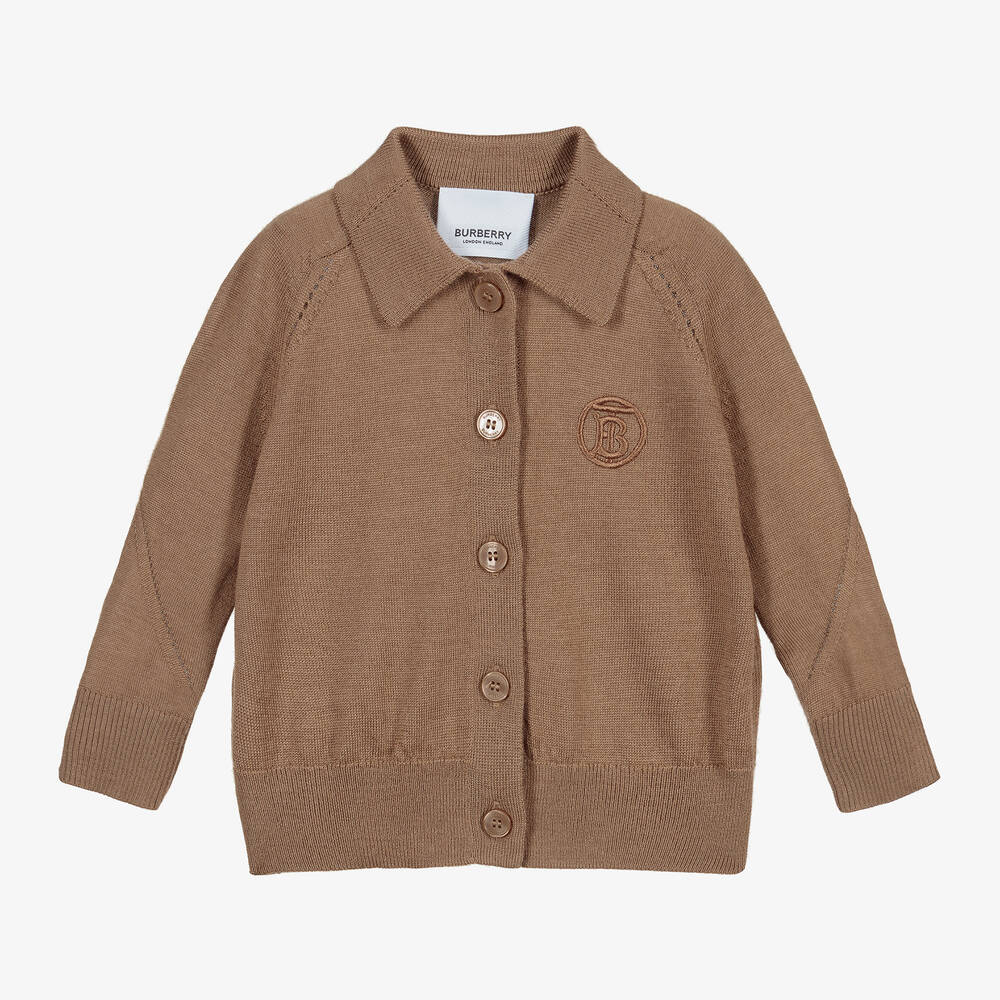 Burberry - Cardigan marron en laine Bébé | Childrensalon