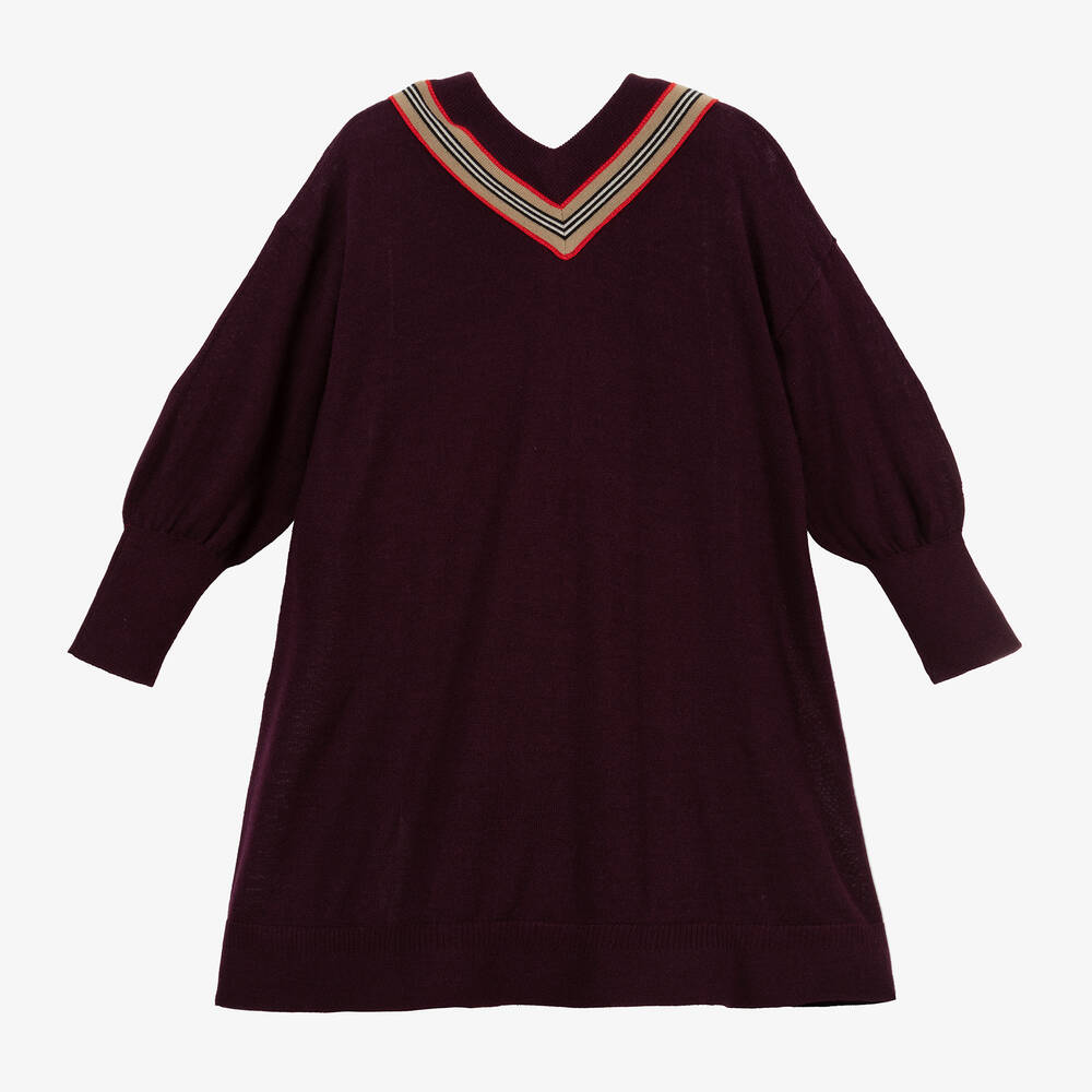 Burberry Burgundy Red Wool Silk Knit Dress