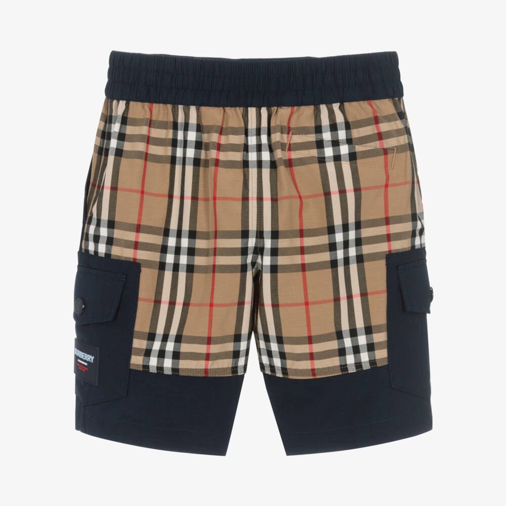 Burberry-شورت كارجو أنيق للأولاد باللون الأزرق الداكن | Childrensalon Outlet