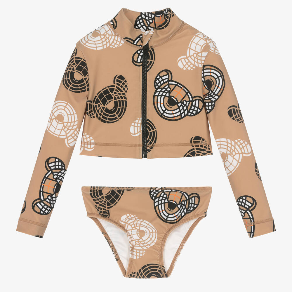 Burberry-Girls Archive Beige Thomas Bear Tankini | Childrensalon Outlet
