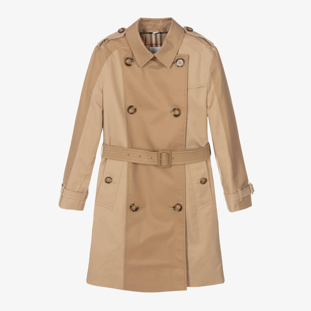 Burberry-Girls Beige Anais Trench Coat | Childrensalon Outlet