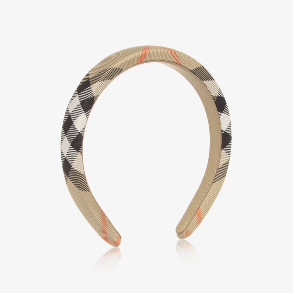 Burberry-Ободок в клетку песочного цвета для девочек | Childrensalon Outlet