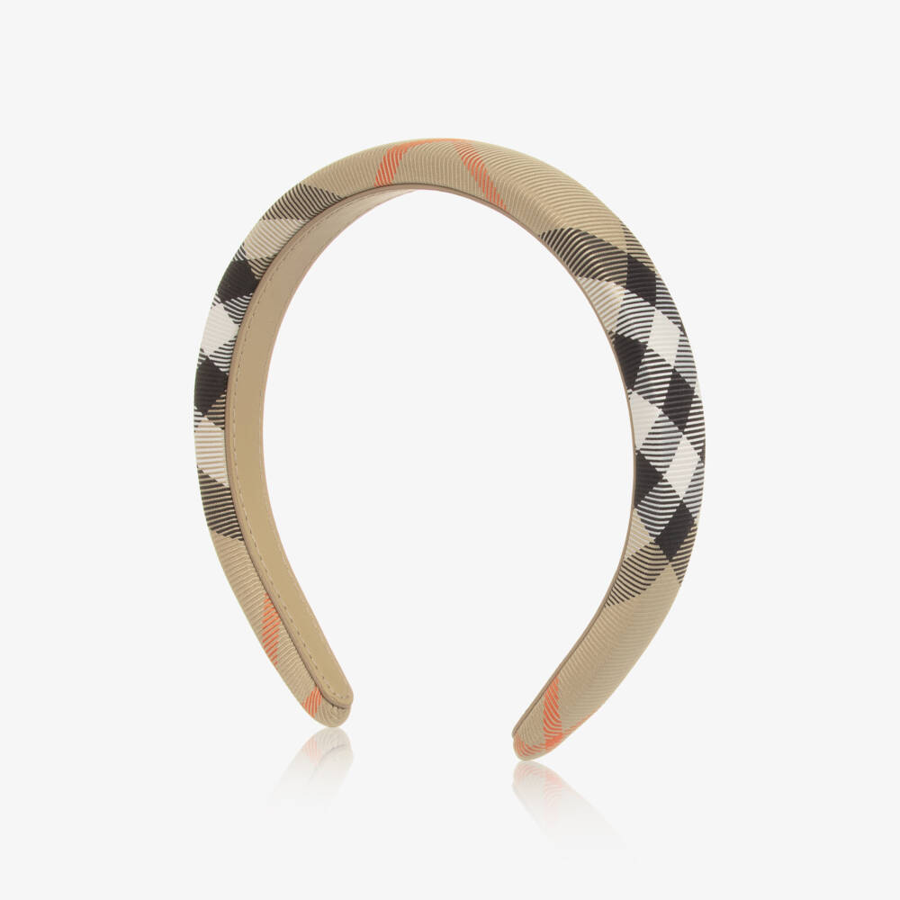 Burberry-Ободок в клетку песочного цвета для девочек | Childrensalon Outlet