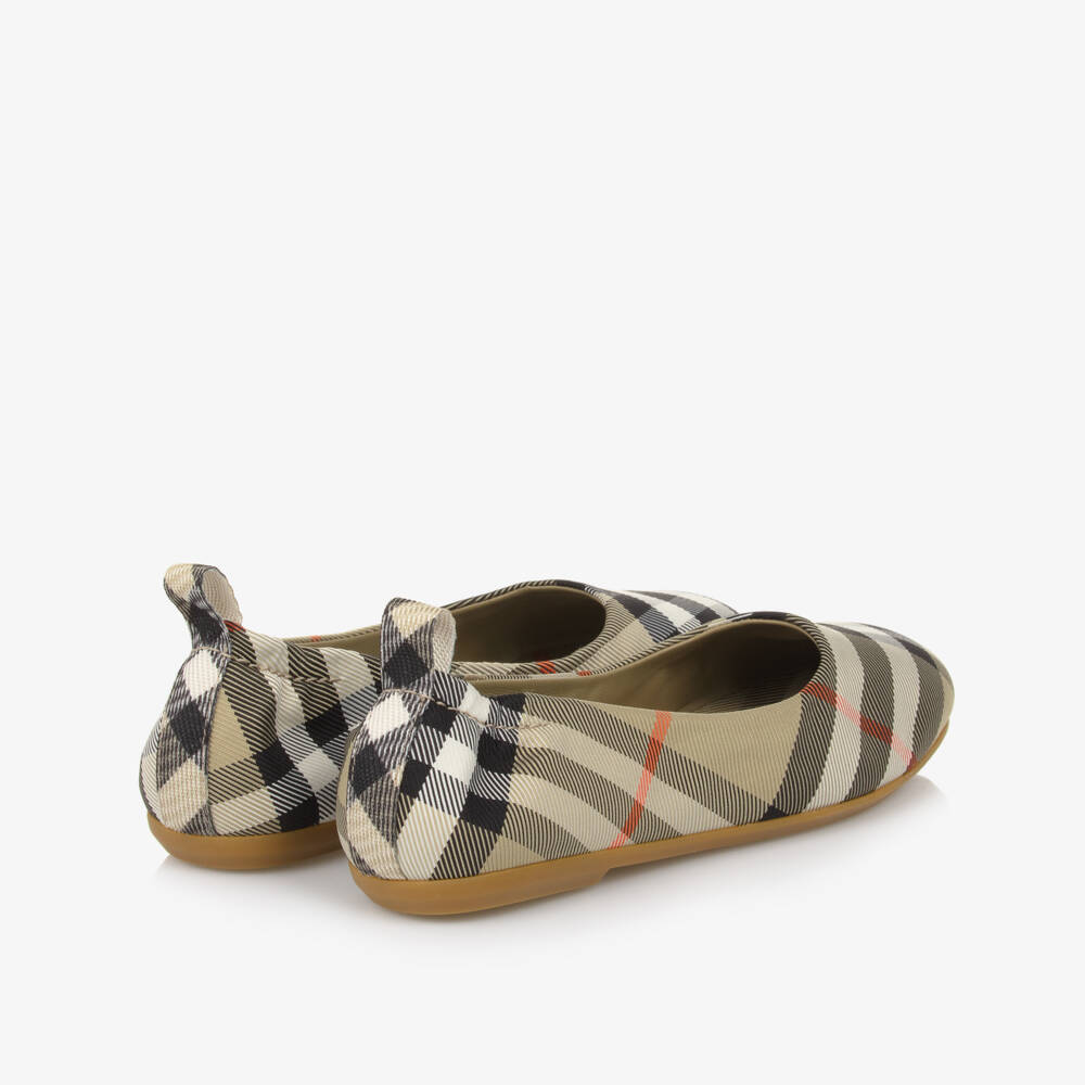 Burberry-باليرينا بناتي من التويل المربعات بلون الرمال | Childrensalon Outlet