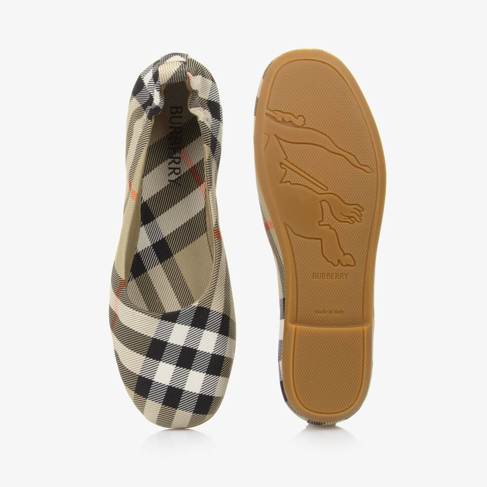 Burberry-باليرينا بناتي من التويل المربعات بلون الرمال | Childrensalon Outlet