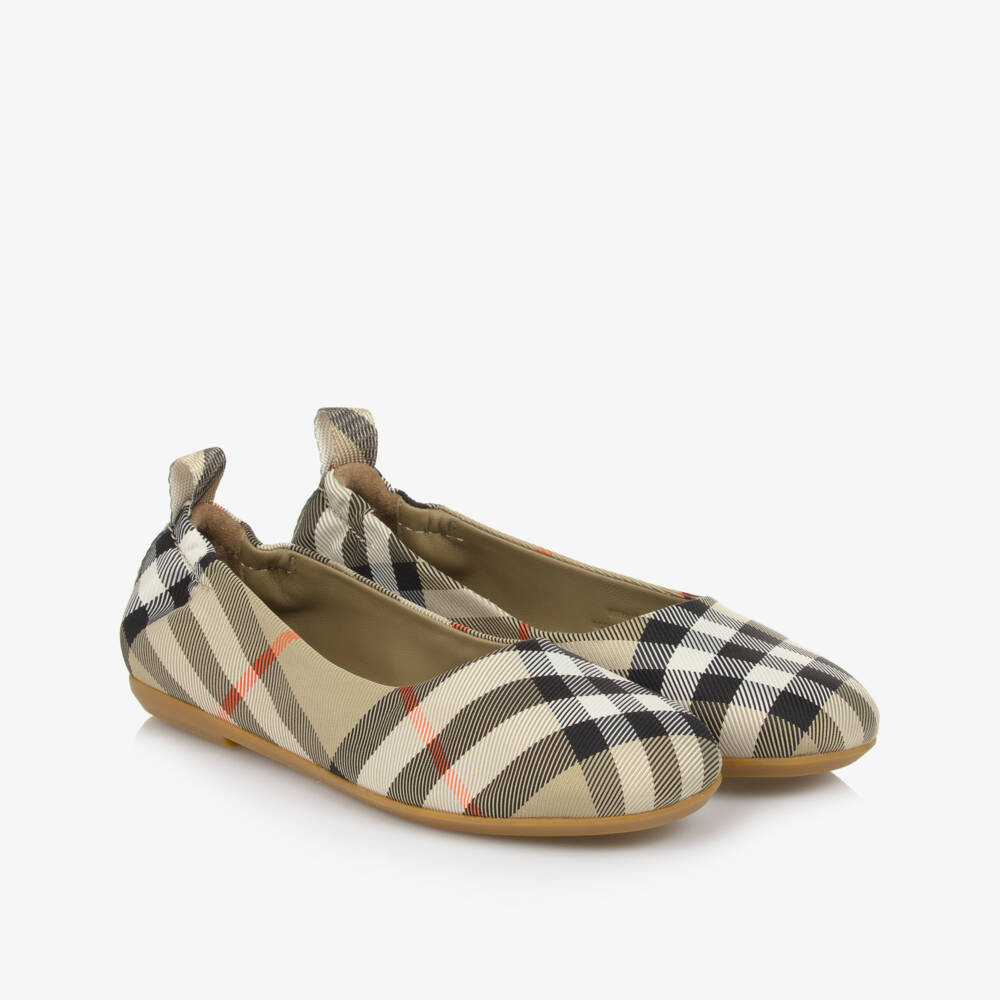 Burberry-باليرينا بناتي من التويل المربعات بلون الرمال | Childrensalon Outlet