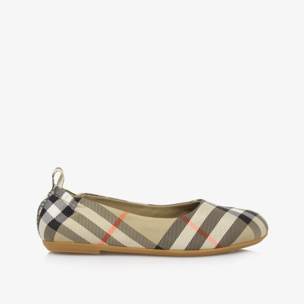 Burberry-باليرينا بناتي من التويل المربعات بلون الرمال | Childrensalon Outlet