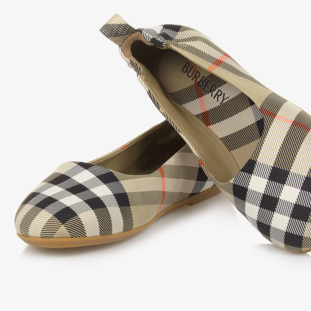 Burberry-باليرينا بناتي من التويل المربعات بلون الرمال | Childrensalon Outlet
