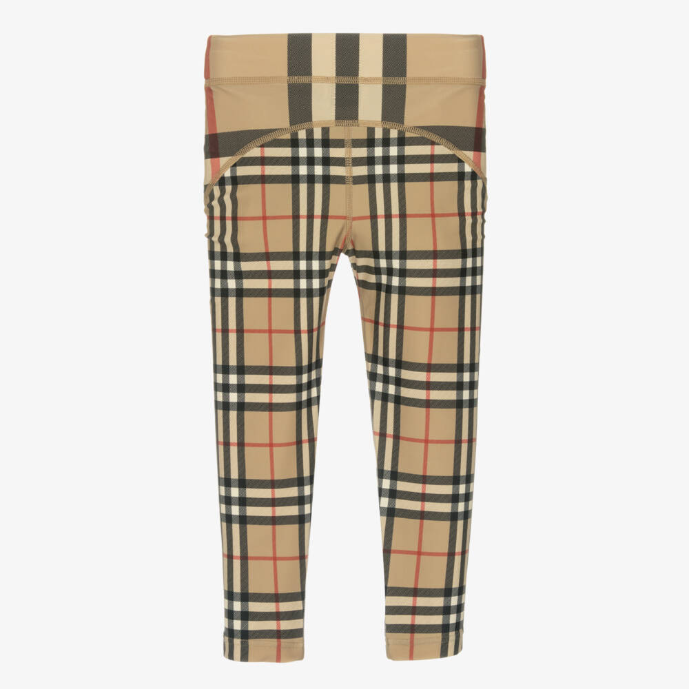 Burberry-Girls Beige Check Leggings | Childrensalon Outlet