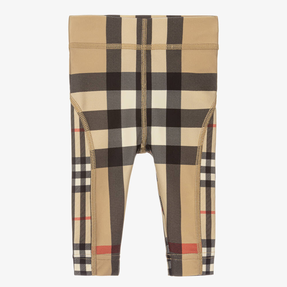 Burberry-Girls Beige Check Swim Leggings | Childrensalon Outlet