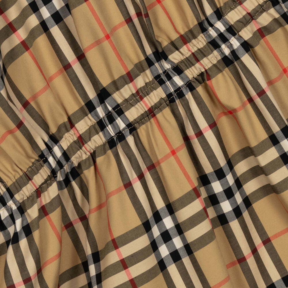 Burberry-Girls Beige Check Twill Dress | Childrensalon Outlet
