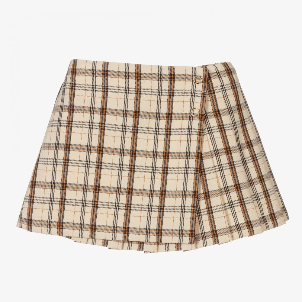 Burberry - Jupe à carreaux beige en laine Fille | Childrensalon